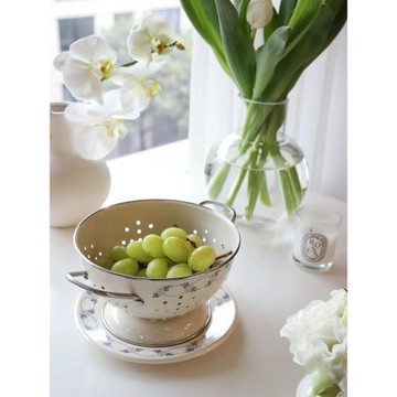 法式瀝水籃鄉村風復古薔薇花紋果籃密胺水果盤雙耳可掛家用洗菜籃