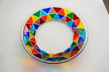 彩虹玻璃碗 - 甜點融合糖果盤 - 融合玻璃藝術