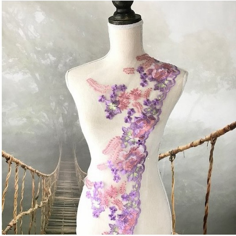 レース チュールレース 幅広 手芸 服飾 パープル ピンク 花柄 衣装 手作り衣装 素材 装飾 材料 ダンス衣装 バレエ衣装 通販 Lineポイント最大get Lineショッピング