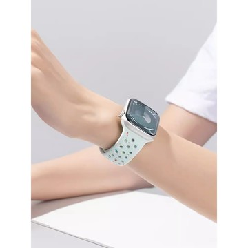新款彩屑矽膠錶帶 適用 Apple watch 錶帶 S10 9 8 7 SE 6 5 44 45mm替換錶帶 鏤空透氣