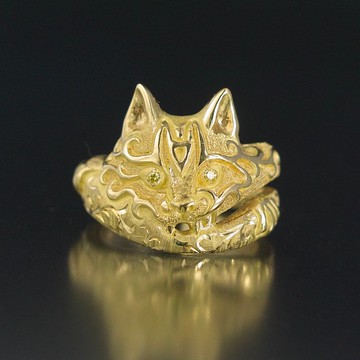 定做 YOKAI 戒指 Nekomata 18K YG 配黃鑽