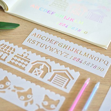 鏤空 填色模板(8入) 花卉 人物 手勢 網紅 笑臉 長條繪畫畫模板花邊尺 繪畫尺【RC3773】《Jami》