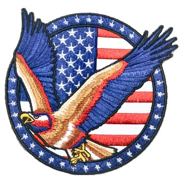 A-ONE 匯旺 美國老鷹向左地標造型刺繡彩色 NO.157A (12x12 CM 台灣製)  藍紅色  1個