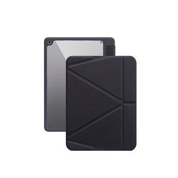 MONOCOZZI iPad 10.2(9th)透明背板皮革保護套-碳黑