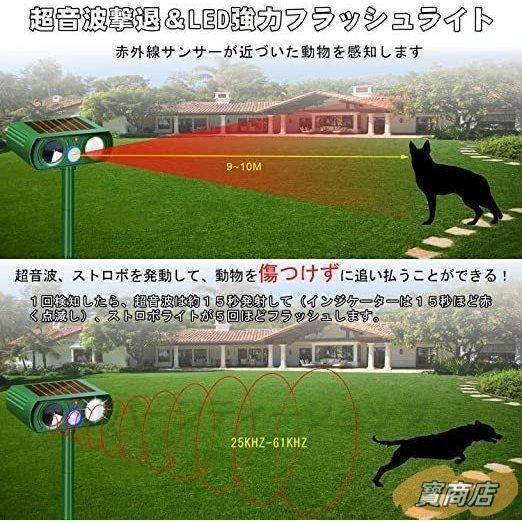 進化版 猫よけ 超音波 動物撃退器 害獣対策 ソーラー式 センサー 猫撃退 猫退治 糞被害 鳥害対策 ネズミよけ 猫除け 鳥除け 犬除け 害獣撃退 犬 IPX防水 庭