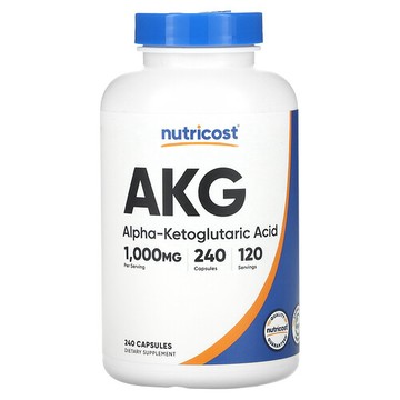Nutricost, AKG（α-酮戊二酸），1000 毫克，240 粒膠囊（每粒膠囊 500 毫克）