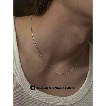 方形蛇骨鏈男女士細款鈦鋼素鏈ins冷淡風個性鎖骨鏈簡約情侶配飾