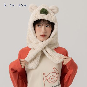 a la sha 當季魅力▼ 熊耳毛毛連帽圍脖