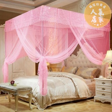 蚊帳 方形蚊帳 三開門蚊帳家用臥室新款高級公主落地蚊帳支架方型歐式宮廷單