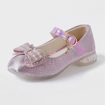ChakanShoes 女童布朗雪蝴蝶結魔鬼氈瑪麗珍平底鞋  210mm  粉色