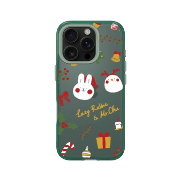 iPhone 16 Pro Clear 憂墨綠 - 懶散兔與啾先生 Lazy Rabbit and Mr.Chu - About Christmas