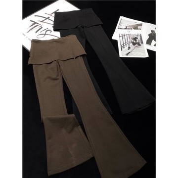 CCA美式復古辣妹風假兩件低腰微喇衛褲設計感拉鏈開叉裙褲拖地褲