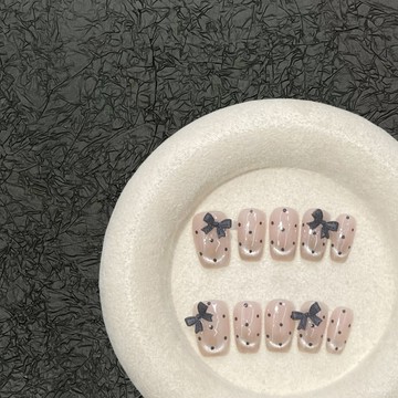 ✨Hannah✨純手工穿戴甲春夏新款波點蝴蝶結貓眼美甲ins氣質顯白裸色美甲美甲師源潤 9XEI