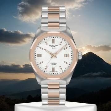 TISSOT 天梭 PRC 100 Solar 太陽能珍珠貝女錶-34mm T1518222211100