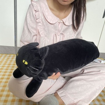 ✨動感 優選 ✨ 日本黑貓毛絨宜得利長條貓咪沙發牀頭家居抱枕牀上抱睡送女生