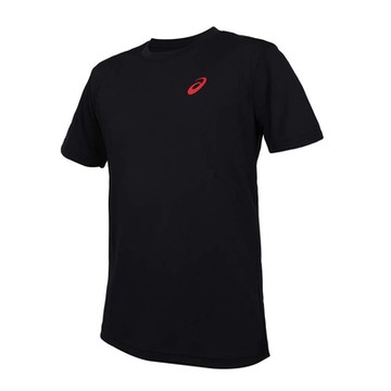 ASICS 男排球短袖T恤-運動 上衣 台灣製 2053A225-001 黑紅金白