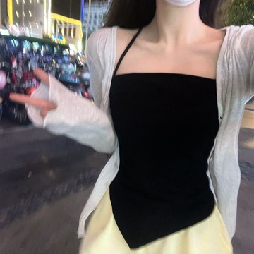 【設計感純欲】吊帶外穿小背心 女裝 夏季 方巾肚兜 不規則 性感 內搭 打底衫 上衣 吊帶上衣 吊帶背心 女裝上衣 小背