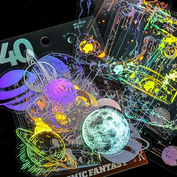 浮生若夢pvc鐳射手賬貼紙ins風咕卡造景手帳素材裝飾小圖案貼畫