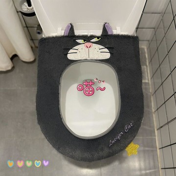 🌟馬桶墊🌟可愛路西法卡通馬桶墊冬季保暖毛絨坐便器墊圈軟妹少女心馬桶圈馬桶墊 防水坐便墊 馬桶坐墊 坐便套