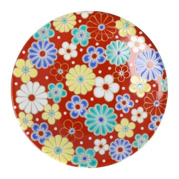 日本製 九谷燒 緣起豆皿-梅菊模樣 9.5cm 青郊窯 小皿 點心盤 飾盤 禮物＊容容選物＊