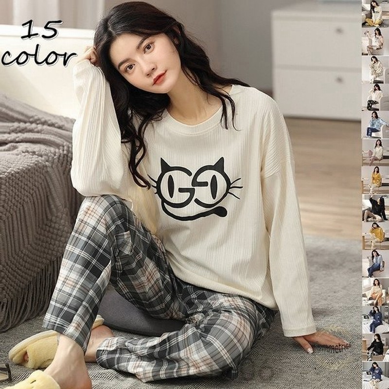 パジャマ ルームウェア レディース 春夏秋 長袖パジャマ 可愛い 猫柄 ルームウェア 上下セット 韓国風 ゆったり 大きいサイズ部屋着 寝巻き オシャレ ギフト 通販 Lineポイント最大get Lineショッピング