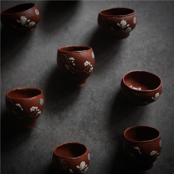 （待補貨）不語手作丨魏萌手捏 朱泥 泥繪 主人杯 一物一拍