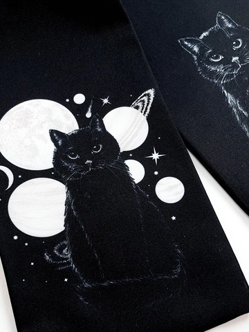 雙面和服半幅帶/ 浴衣腰帶 - 貓宇宙樣式