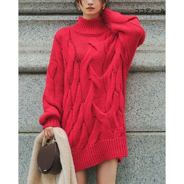 【ココディール】紅色大麻花高領洋裝 O4W35481
