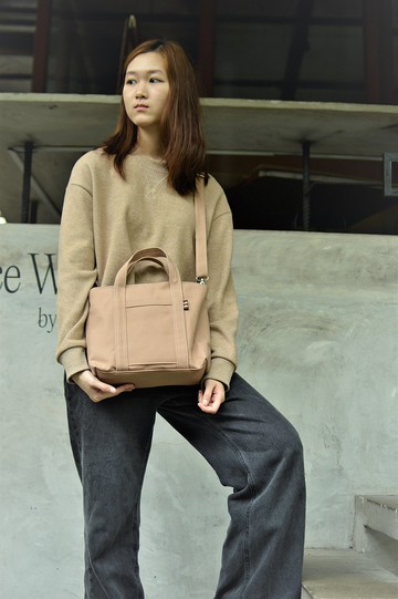 玫瑰金色小號帆布斜挎包, 防水手提包 -  小號 TOKYO 托特包