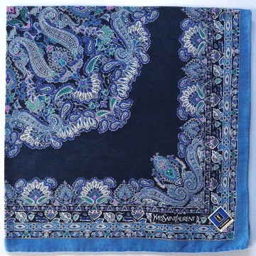 Yves Saint Laurent 復古手帕藍色圖案 22 x 22 英寸