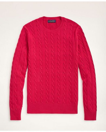 Brooks Brothers Men's Big & Tall Supima Cotton Cable Crewneck Sweater | Dark Pink | Size 2X Tall