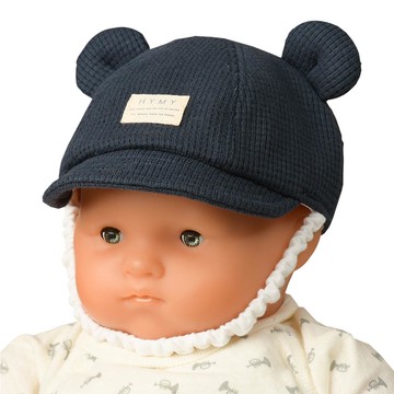 akachan honpo - 小耳朵棒球帽-華夫格-深藍色