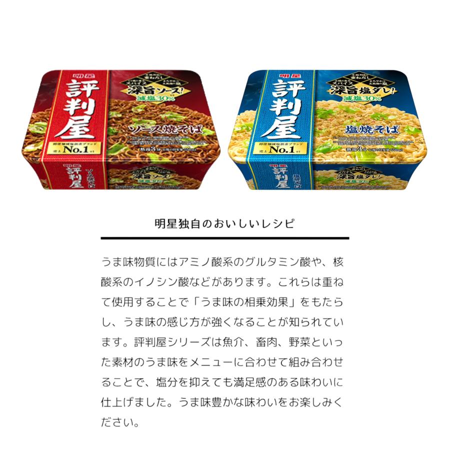 評判屋　塩焼そば　ソース焼そば　2種類　食べ比べ　各6個　明星食品