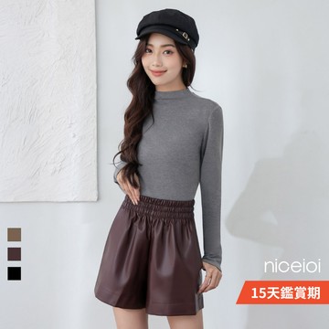 niceioi 皮短褲 a字短褲 高腰褲 [冬日氣場A line 皮革短褲] 超值必敗 女裝 5Y54B134
