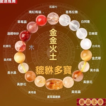 免運🙏🏻🙏🏻紫南宮過爐 開光🔥八月初更新-原創五行貔貅喜用補缺金火土手串天然水晶多寶手鏈吉祥飾品男女款 WLA