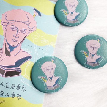 耍帥的大衛 插畫胸章 胸針 馬口鐵