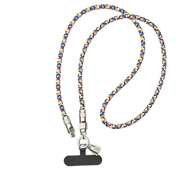 YOGEMDI 二合一手機掛繩充電線 雙Type-C接口 0.3m 時尚編織 解放雙手 安全防丟  1個