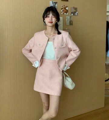 「設計師回饋款」 優雅撞色小香風簡約套裝