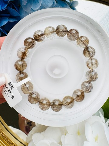 小精品玻璃透體細閃金銀髮水晶10mm28.3g主招財改善運氣排除負面