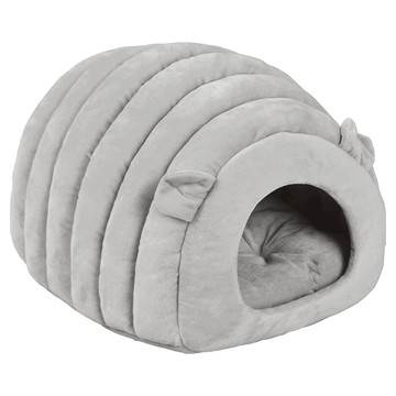 Kyhome 卡通立體加厚保暖寵物窩/可拆卸半封閉式寵物睡窩  灰色  M(40 x 40 x 35cm)  1個