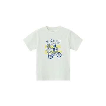 GIORDANO 童裝鱷魚插畫印花上衣 - 22 皎白