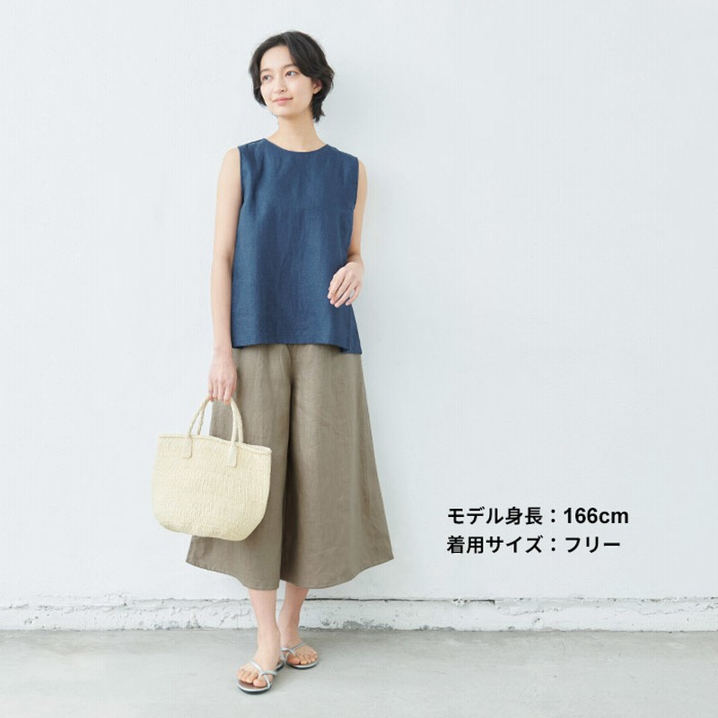 リネンパンツ レディース ガウチョパンツ 7分丈 40代 50代