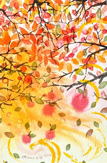 花草系列-秋意濃 (13X19cm) 水彩畫/裸畫無框