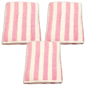 Crocodile 鱷魚 經典風情條紋毛巾 3條 粉色 柔軟親膚 吸水性強