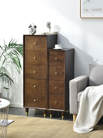 實木夾縫收納柜臥室床邊側立柜超窄多層抽屜式角落儲物邊柜五斗柜