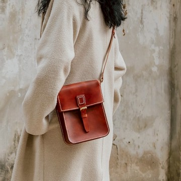 【切線派】TANGENT LINEAR手工真皮女士肩背包斜挎包二战通讯包