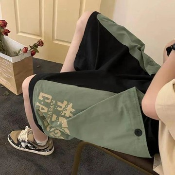 大尺碼純棉工裝五分褲 男 透氣寬版百搭短褲 100%純棉短褲男女工裝夏季美式女五分褲子外穿寬鬆潮流籃球運動褲0806