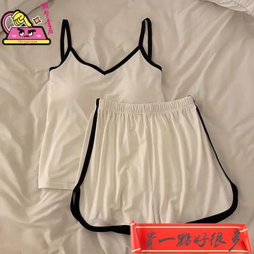 小貴🔥新款 带胸垫睡衣 夏季睡衣 輕薄款套裝 棉質睡衣 女睡衣 春夏 纯欲睡衣 性感睡衣 吊带睡衣 家居服 居家服優質