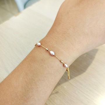 方乘飾x覓品竹北手作店-優美粉色淡水珍珠手鍊