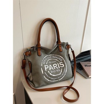 休閑大容量帆布包包女2025新款時尚通勤單肩斜挎包撞色手提托特包